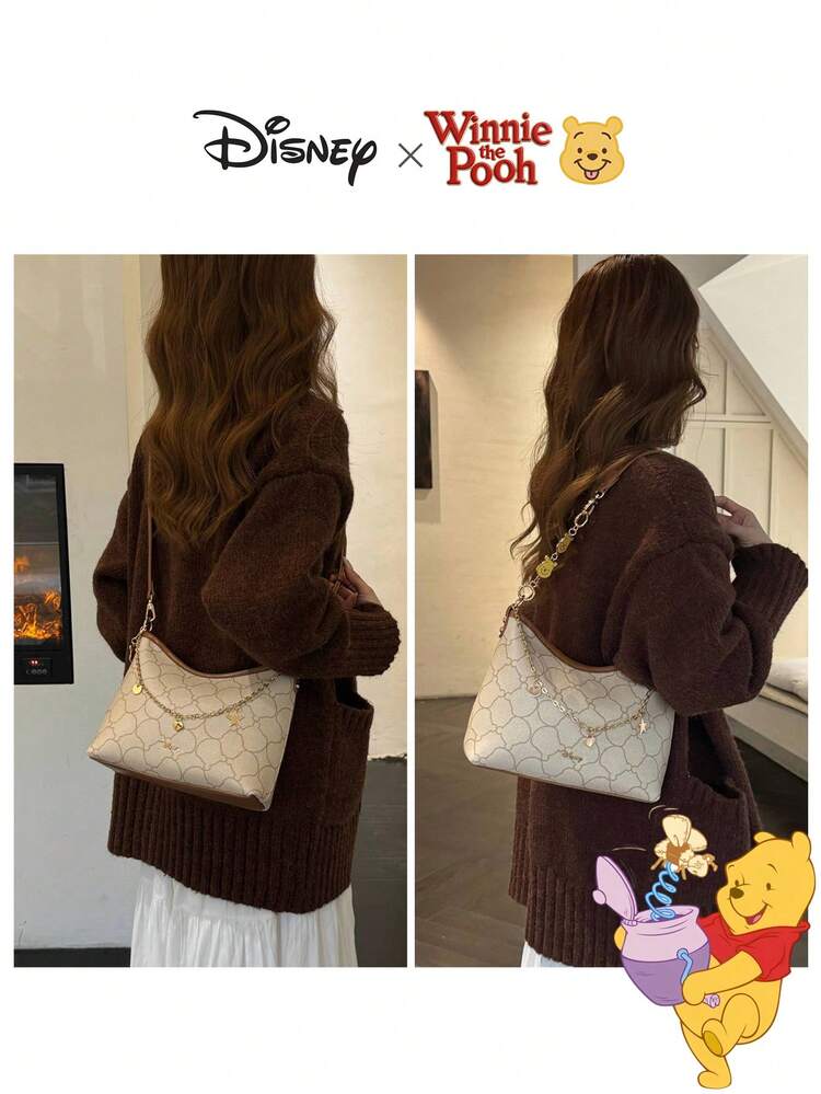 迪士尼小熊维尼篮子水桶包 - 官方授权吊坠，卡通印花单肩包，休闲时尚手提包，生日礼物 - 彩色 - 查看 11