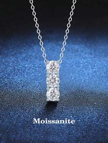BLOVEMEE 1pc 925 Sterling Silver 1.5 Carat Moissanite Necklace, Suitable For Women's Daily Wear, Wedding Jewelry, Valentine's Day, Mother's Day, Birthday, New Year Gift - XL0033M - View 1