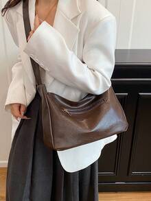 2026 New Vintage Soft Leather Large Capacity Commuter Bag, Versatile High-End Women's Shoulder Bag & Crossbody Bag - Coffee - View 3