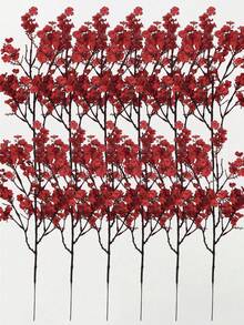 Bó hoa baby's breath nhân tạo (1/6 bông), trang trí đám cưới, trang trí bình hoa nhà cửa, nhà hàng, phòng ngủ, phòng tắm, trang trí ngày Valentine, năm mới, sân vườn ngoài trời, đạo cụ chụp ảnh, hoa trang trí bệ cửa sổ. - Đỏ - Xem 12