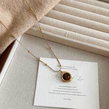 Vintage Elegant Tiger Eye Stone Layered Necklace For Women, Luxury Long Sweater Chain Accessory - Multicolor - View 3