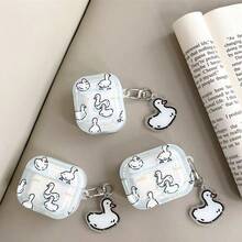 卡通鸭子涂鸦保护壳，兼容苹果无线充电盒，防刮防震 - 無色 - 查看 1