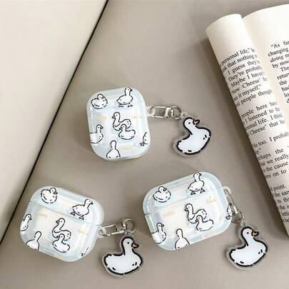 Cartoon Duck Doodle Protective Case Suitable Compatible With Apple Wireless Charging Case, Scratch-Resistant And Shockproof