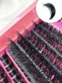 Hinarin 237片带尖刺的睫毛簇，纤细的睫毛簇，12-20毫米，尖刺+100D+120D，漫画风格睫毛簇，浓密型睫毛簇，睫毛嫁接，单根睫毛，可DIY睫毛。 - 黑色 - 查看 4