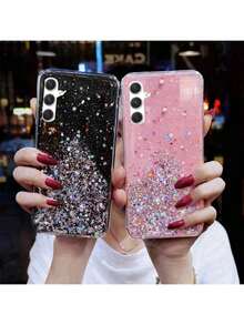 闪亮星形亮片软硅胶时尚手机壳,兼容三星 Galaxy A17、A07、A14、A15、A16 5G、A26、A36、A56、A55、A35、A25、A05S,柔软硅胶全包保护套,也适用于 S25、S24、S23、S22、S21、S20、S25 FE、S24 Plus、S22 Ultra,适合男孩女孩作为春季礼物、派对礼物、生日礼物、周年纪念礼物,国际版,非国内版。 - 粉色 - 查看 4