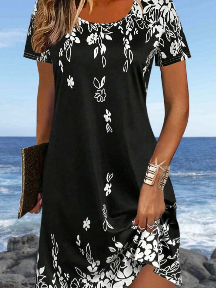 Lightweight, Elegant Women's Casual, Vacation Style Dress, Versatile For Outings, Home, Travel, And Work, Preferred Choice For Spring/Summer Black - Black - View 1