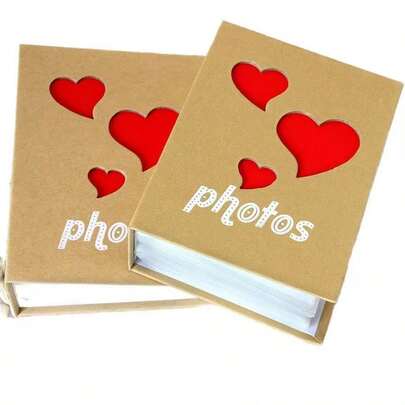 100 Sheets 4R Pocket Photo Album, Kraft Paper Album, Paper Sleeves, Hollow Design
