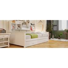 Sofa Bed 90x200, Drawers And Shelves, Slatted Frame, Children's Bed, Youth Bed, Single Bed, Solid Wood Bed, White - White + Wood + 90cm*200cm - View 5