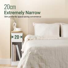 SoBuy Nightstand With Drawer For Box Spring Bed, Sofa Table, White, Approx. 20x60x35cm (WxHxD), FBT111-WN, Narrow Side Table, Telephone Table, Bedside Shelf, Hanging Shelf, Nightstand, Side Table, MDF (E1) - All White - View 4