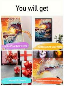 成人数码油画套装 - 浪漫粉色玫瑰花束，40x50厘米/15.7x19.6英寸，DIY绘画用品，墙面装饰画，适合初学者，家居装饰，生日、情人节、家庭聚会的完美礼物 - 套裝 - 查看 8