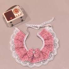2026 春季新品 - 时尚蕾丝边宠物围兜/仿珍珠领结 - 公主风 - 手工制作 - 可调节长度 - 猫狗围兜/宠物围兜/狗狗口水巾/宠物配件 - 粉色 - 查看 16