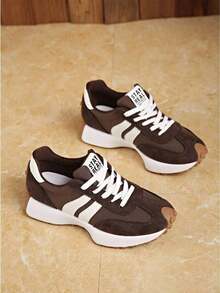 Shoes Retro Chunky Sneakers Instep Bulky Running Sneakers For Women, Shoes For Women - Màu nâu được nâng cấp - Xem 3