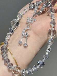 Icy Beaded Phone Lanyard - Shimmering Fairy Style Phone Pendant, Transparent Glittering Phone Accessory - Multicolor - View 3