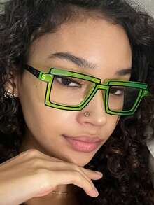 时尚卡通设计女式眼镜框新款方形眼镜 - 彩色 - 查看 4