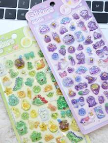 3D Embossed Cartoon Animal Crystal Stickers, Suitable For DIY Phone Case Decoration, Or As Cute And Fun Decorative Stickers To Stick On Water Bottles, Toys, Refrigerators, Phones, And Other Items - Multicolor - View 2