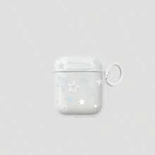 Starry Blue & White Design Earphone Case, Transparent Refreshing Earphone Cover, Earphone Shockproof Case, Suitable Compatible With Apple Bluetooth Earphone Protective Case - Clear - View 2