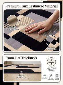 1 pieza Alfombra lavable de lana sintética con patrón geométrico moderno, apta para sala de estar y dormitorio - Multicolor - Ver 5