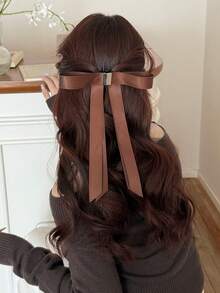 1 chiếc kẹp tóc nữ kiểu nơ từ tính mới, kiểu dáng công chúa ngọt ngào, thanh lịch, có nơ ruy băng tháo rời, phù hợp sử dụng hàng ngày hoặc khi hẹn hò. - màu nâu - Xem 3