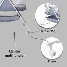 Cuna Moisés Para Bebé P759 Bambineto Plegable Con Base Color Gris - Gris - Ver 3