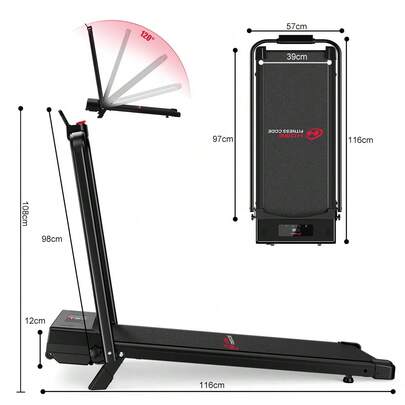 Homefitnesscode 2-In-1 Portable Under Desk Folding Treadmill For Home & Office Cardio Exercise Walking Pad With/Without Handrail