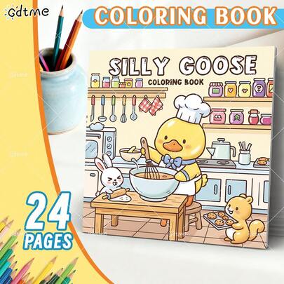 GDTME SILLY GOOSE: Bold-Easy Patterns Coloring Book For Adults And Children Cute Drawing Book Perfect Gift For Easter, Ramadan, Valentine's Day, Christmas Party, Halloween And Birthday-Silly Goose Scene Colouring For Relaxing : Suitable For Friends Who Love Coloring And Back To School(Cozy Space Coloring)