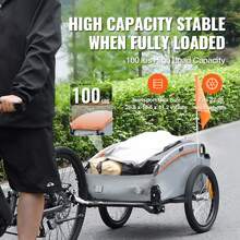 Bike Cargo Trailer, 88/100/160 Lbs Load Capacity, Heavy-Duty Bicycle Wagon Cart, Foldable Compact Storage With Universal Hitch - Black - View 2
