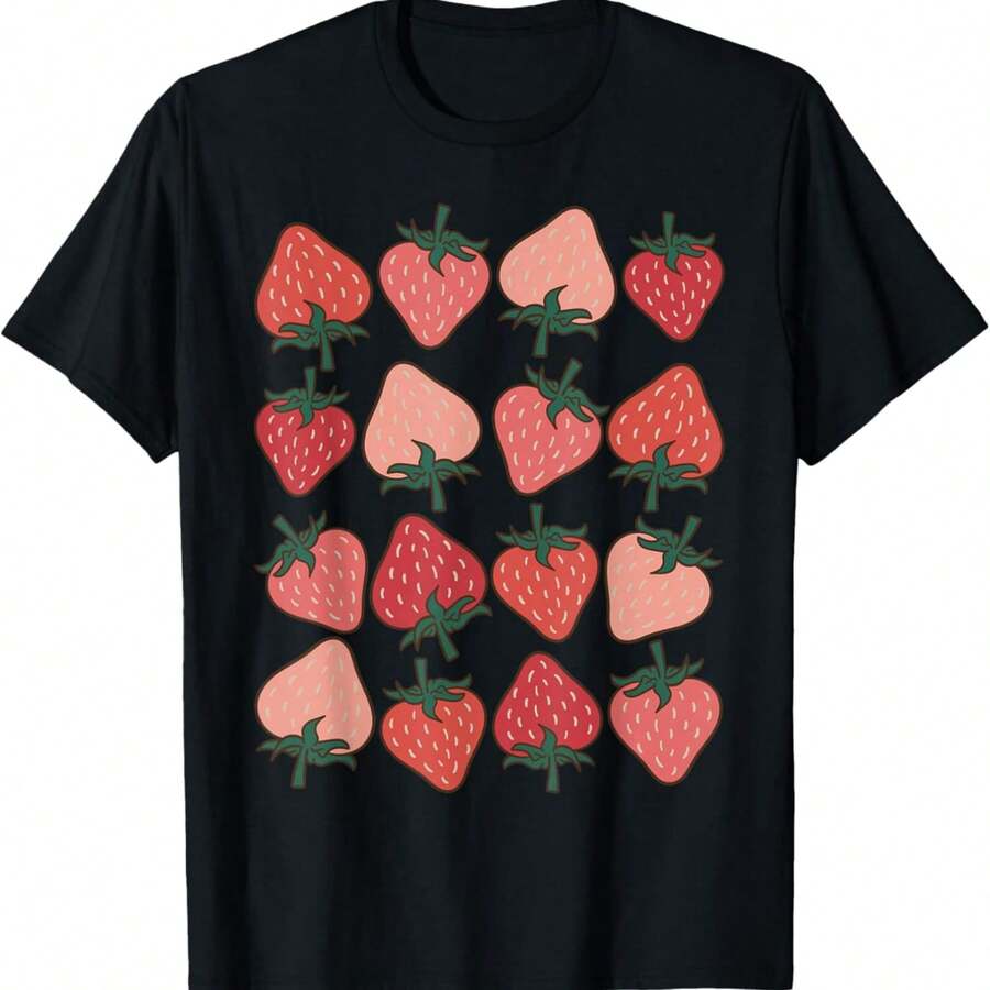 Strawberry Pattern Fruitarian Berry Strawberries Fruit Lover T-Shirt All - Style 18 - View 1