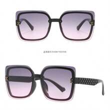 1pc Large Frame Ombre Studded Fashion Fashion Glasses, Street Style - Black - View 6