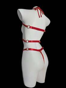 2026 Sexy Lingerie Set With One-Piece Bondage Rope, Detachable Bodysuit For Valentine's Day - 紅色 - 查看 5