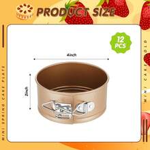 12 Pcs 4 Inch Springform Pan For BaFKing Mini Cheesecake Pans With Removable Bottom Nonstick Leakproof Round Cake Mold Spring Form Molds For Mini Cheesecake Pizza And Quiches (Gold) - Maincolor:gold - View 3