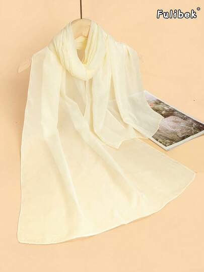 1条春夏新款轻薄雪纺纯色围巾，女士百搭披肩/围巾，透气休闲旅行配饰