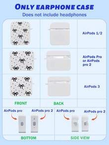 波点蝴蝶结设计耳机盒，方形白色耳机盒，带一个耳机盒挂钩夹，兼容 耳机盒、耳机、Pro（第二代）、3、Pro、1/2、4。 - 彩色 - 查看 11