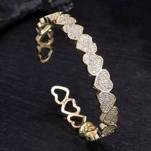 1pc/1set 2pcs Fashion Sparkling Zirconia Heart Splice Open Ring & Bracelet Set, Women Daily Party Wedding Accessories, Eid/Eid Al-Fitr Gift - Sweet and Delicate -encrusted Heart Pattern - View 13