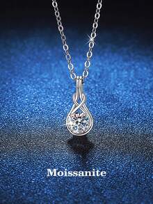 BLOVEMEE 1件优雅奢华925纯银1克拉6.5毫米莫桑石项链，适合女性日常佩戴、派对、节日、情人节、圣诞节、结婚纪念日等场合，是闪耀夺目的女士珠宝礼物。 - XL0067M - 查看 5