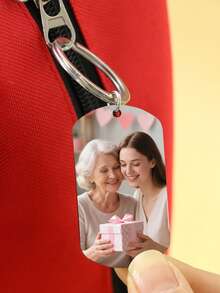 Photo Keychain With Text, Custom Mother'S Day Gift Key Chain For Mom, Personalized Picture Keychain Keepsake, Custom Keychain, Customized Name Memory Accessory, Keychains For Women, Customizable Photo Gift For Birthday Anniversary Everyday Carry - Style a - View 3