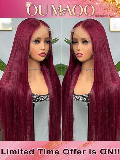 13x6/13x4/5x5 高清蕾丝前额闭合式假发，真人混纺直发，34英寸 - 200%高密度预拔毛无胶假发，女士专用，无需胶水，即戴即用，外观自然，易于安装，可打造日常及特殊场合的百变造型。