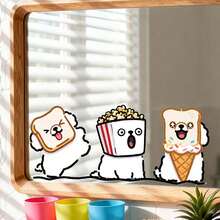 1 autocolant static detașabil cu design desenat manual cu câini care mănâncă pâine, potrivit pentru ferestre, oglinzi de baie și decor de perete, artă distractivă cu câini și pâine prăjită, aduce zâmbet în fiecare dimineață, cadou atent și detașabil pentru fereastră pentru iubitorii de animale de companie - Câine de pâine cu dungi - Vizualizare 8