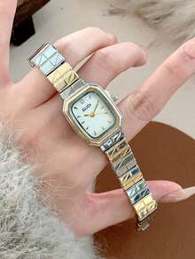 1 件椭圆形竹节表带女士手表，可调节金色表带，优雅百搭的石英腕表，适合日常佩戴，是理想的日常搭配礼物。 - 金色 - 查看 3