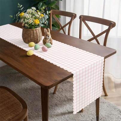 1pc Easter Bunny Pattern Lace Table Runner, Suitable For Dining Table Decor, Indoor/Outdoor Parties, Farmhouse Style Events. Available In Multiple Sizes.