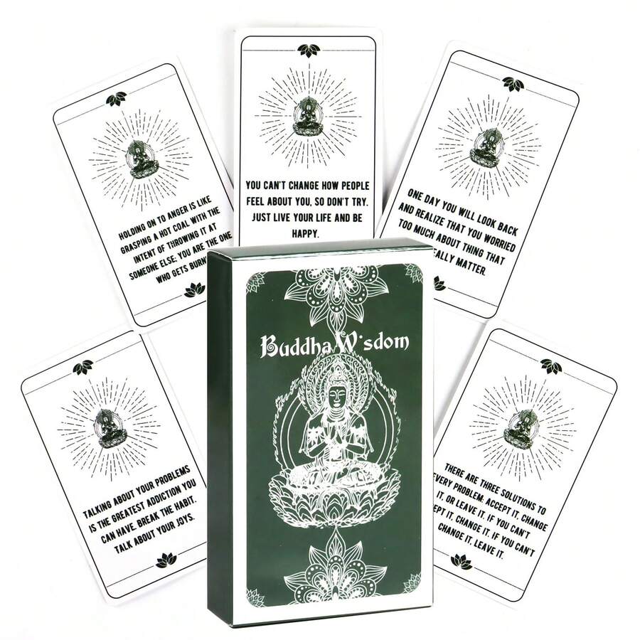 Buddha Wisdom Insight Oracle Cards, Family Party Entertainment Board Game - Black - View 1