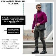 Cacharrel Men's Turtleneck Knit Sweater Slim Men's Sweater Thermal Blouse Cold Sweater - 玫瑰紅 - 查看 8