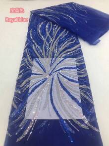 Vải ren Pháp đính cườm thủ công màu tím, vải ren cưới Nigeria thêu kim sa chất lượng cao màu hồng 2026, may 1 thước/5 thước, màu xanh lá cây - A - Xem 15