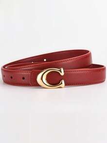 1条女士字母扣腰带，休闲时尚复古百搭高档真皮腰带，时尚配饰 - 彩色 - 查看 8