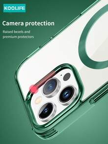 KOOLIFE Magnetic Wireless Charging Phone Case, CD Texture Acrylic Backboard, With Air Cushion Shock Absorption, Precise Cutouts, Anti-Dust Net, Compatible With IPhone 11/12/12 Pro/12 Plus/13/13 Pro/13 Pro Max/14/14 Pro/14 Pro Max/15/15 Plus/15 Pro/15 Pro Max/16/16 Plus/16 Pro/16 Pro Max/16e - Green - View 5