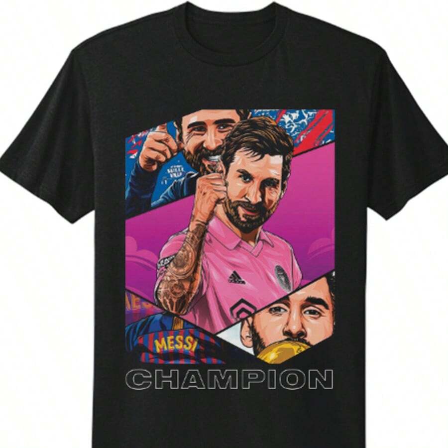 Lionels Messis, #10 Miami, Argentina World Cup Champions Graphic T-Shirt. - màu đen - Xem 1