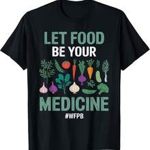 Camiseta vegana de alimentos integrales a base de plantas "La comida es tu medicina" - Negro 4 - Ver 1