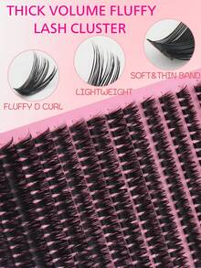 280pcs 60D High-Volume European & American Style False Eyelashes, 8-16mm Mixed Length, Freely Combinable, Specially Designed For European & American Glamour Makeup, Classic Density Matching The Natural & Voluminous Look Of European & American Makeup, Retaining The Uplifted & Curled Atmosphere Without Being Overly Exaggerated, Easily Creating The Captivating European & American Eye Makeup That Enlarges The Eyes. - D - View 4