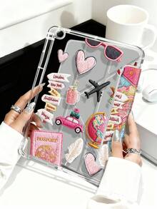 Travel, Map, Airplane, Car, Road Sign IPad Case Compatible With IPad Air 4/5 10.9 Inch, IPad 7/8/9th 10.2 Inch, Built-In Pencil Slot Compatible With Samsung Tab S6 10.4 Inch, Tab A7 Lite 8.7 Inch, Ins Style Leather Case, Back To School, Valentine's Day, New Year Gift - Multicolor - View 5