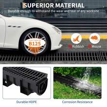 Paquete de Sistemas de Drenaje de zanjas de HDPE, Canal de Drenaje de Entrada de 5.9 Pulgadas de Ancho x 5.1 Pulgadas de Alto, con Rejillas de plástico y Tapas de Extremo, Resistente para Patio - Paquete de 3 - Ver 7