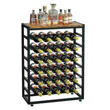 Dripex Weinregal für 30 Flaschen, Flaschenregal mit 6 Etagen, Vintage Weinständer Metall für Keller, bar und lagerraum, Flaschenhalter mit Tischplatte 59 x 30 x 88 cm, Vintagebraun-schwarz - Rostbraun - Übersicht 8